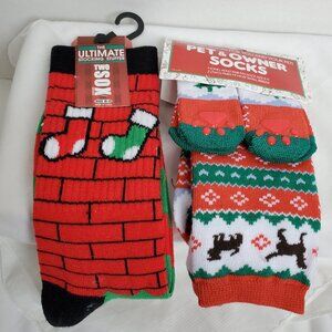 NWT Christmas sock bundle-1 men 1 woman 1 fido